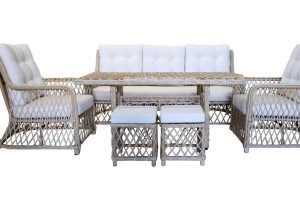 Leyis Rattan Sarı Rok Oturma Grubu