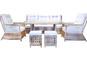 Leyis Kuş Gözü İnce Sarı Oturma Grubu